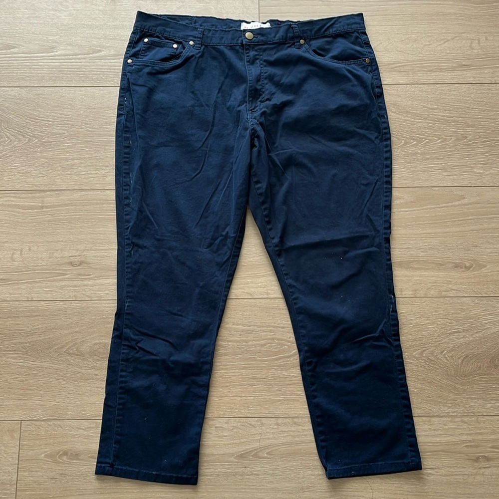 Peau De Loup Navy Blue Casual Long Pant